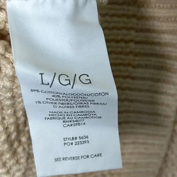 Cabi Size Large Sweater V Neck Cable Knit Cotton Neutral Preppy Streetwear - Picture 7 of 8